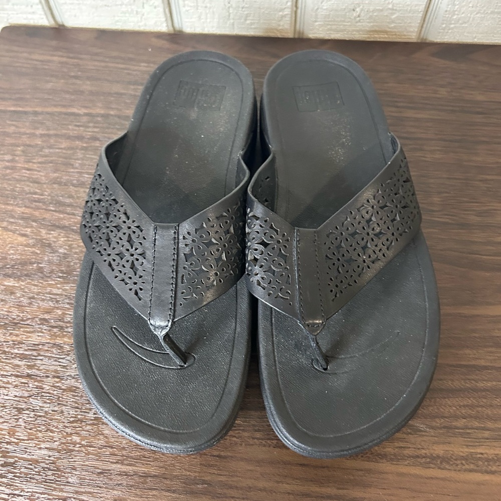 Fitflop Black Perforated Sandals - Picture 4 of 6